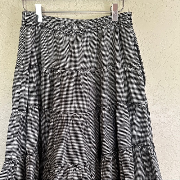 Free People In Full Swing Gingham Midi Skirt Size Small Black & White - Picture 10 of 14